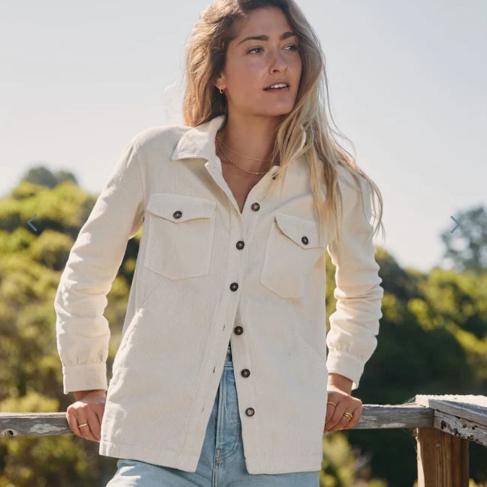 Marine layer Jemma Cord Overshirt in Ivory